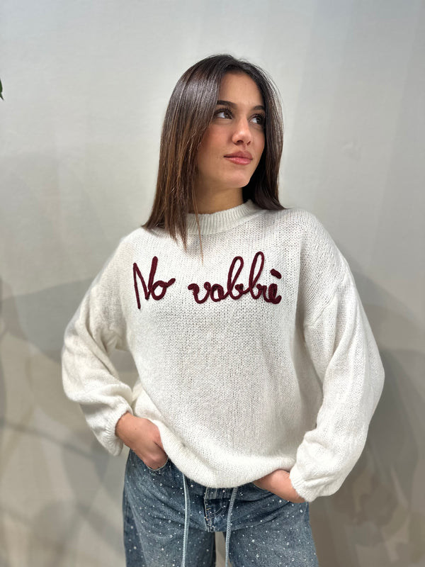 Maglione “no vabbè” panna