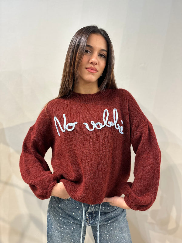 Maglione “no vabbè” bordeaux