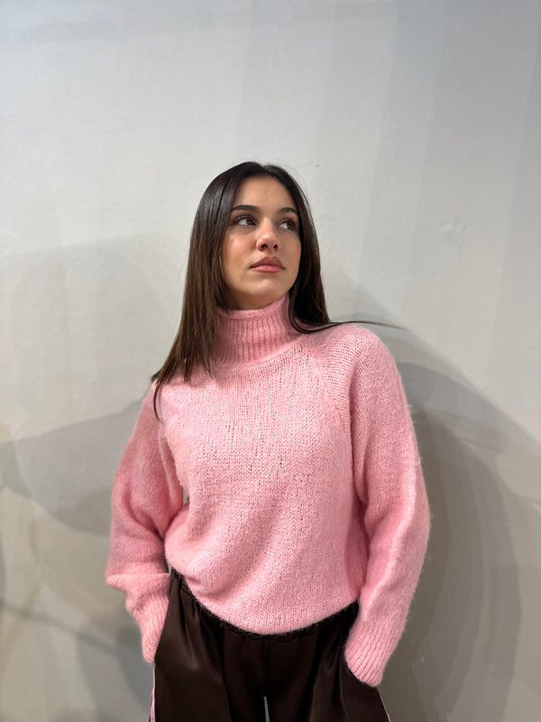Maglione dolcevita rosa