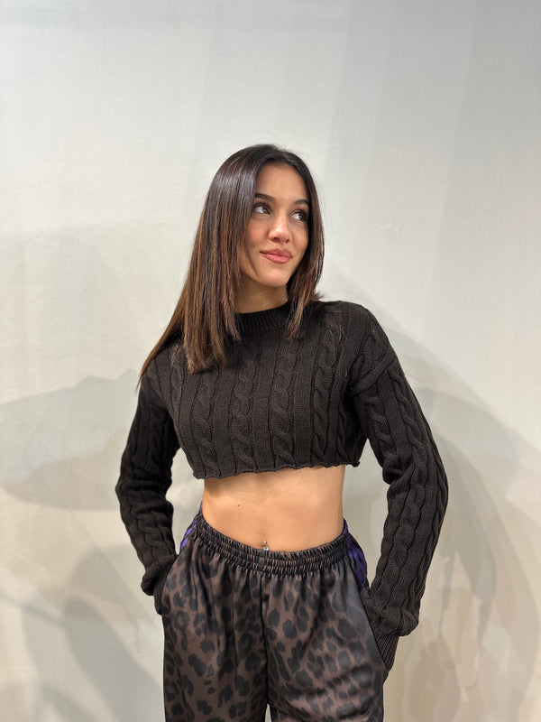 Maglioncino crop marrone