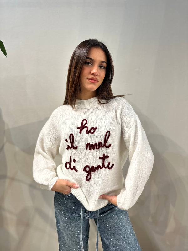 Maglione “ho il mal di gente” panna