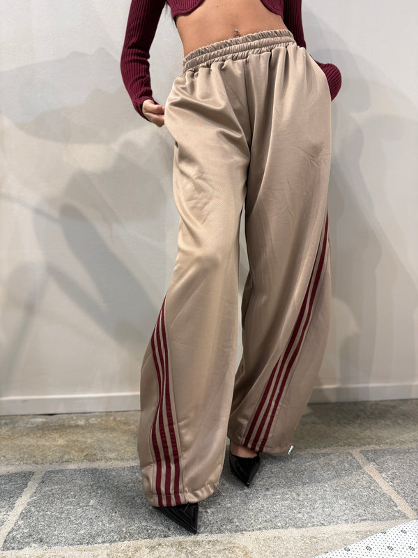 Pantalone balloon bande bordeaux