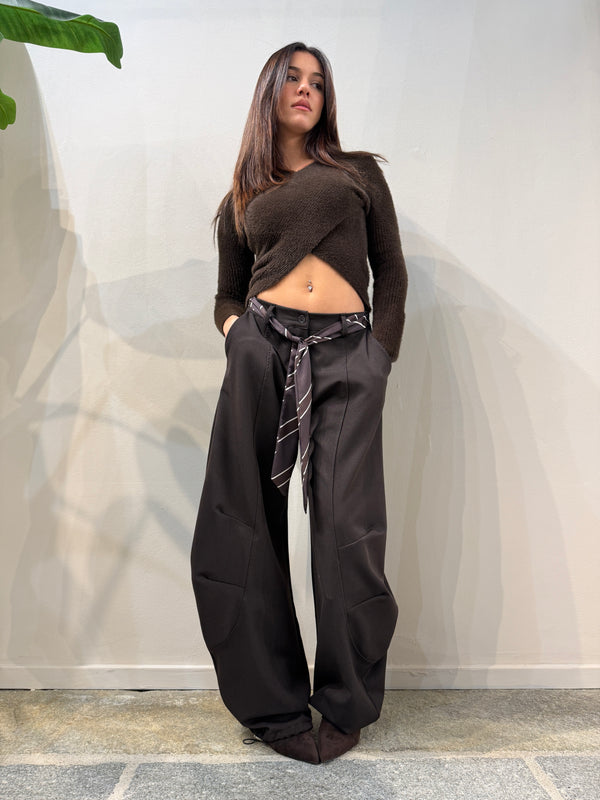 Pantalone cravatta marrone