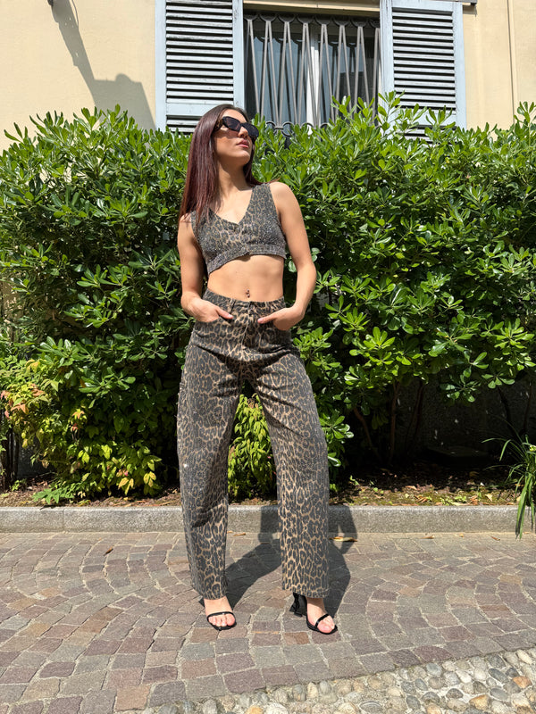 Jeans brillantino animalier