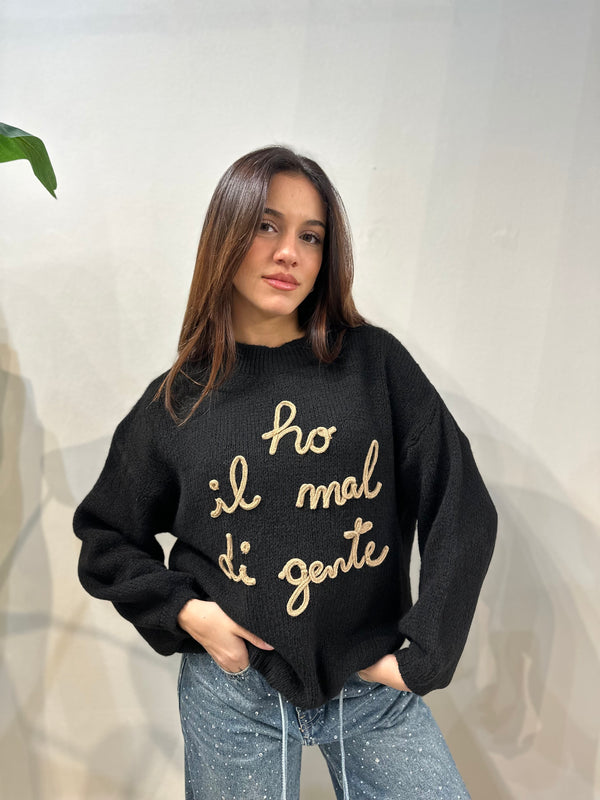 Maglione “ho il mal di gente” nero
