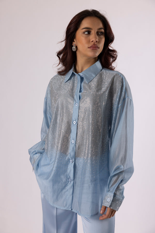 Camicia strass azzurra