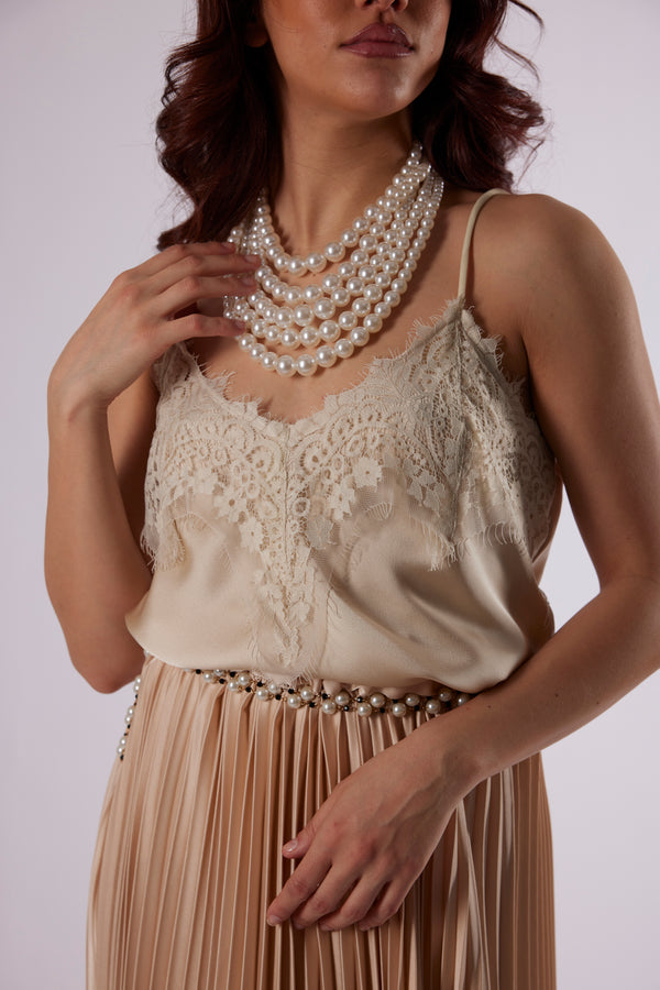 Canottiera pizzo champagne